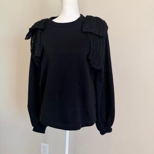 NWOT Zara women's fleece lined sweater with bows size small oversized black